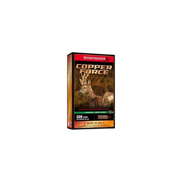 BOITE DE 20 CARTOUCHES WINCHESTER CAL.308WIN COPPER FORCE LEAD 125GR - OGIVE SANS PLOMB