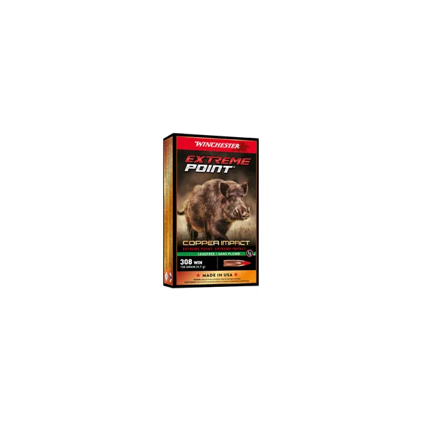 BOITE DE 20 CARTOUCHES WINCHESTER CAL.308Win EXTREME POINT COPPER IMPACT 150GR - OGIVE SANS PLOMB