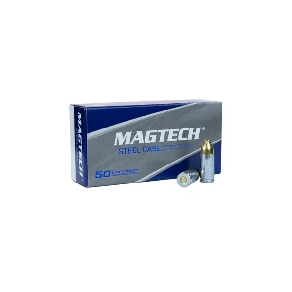 BOITE DE 50 CARTOUCHES MAGTECH CAL.9x19 / 9 PARABELLUM / 9 LUGER FMJ 124GRS ETUI ACIER - CATEGORIE B