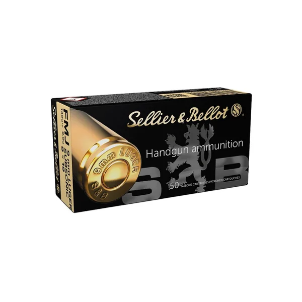 BOITE DE 50 CARTOUCHES SELLIER BELLOT SUBSONIQUES CAL.9x19 / 9 PARA / 9 LUGER FMJ 140GRS - CATEGORIE B
