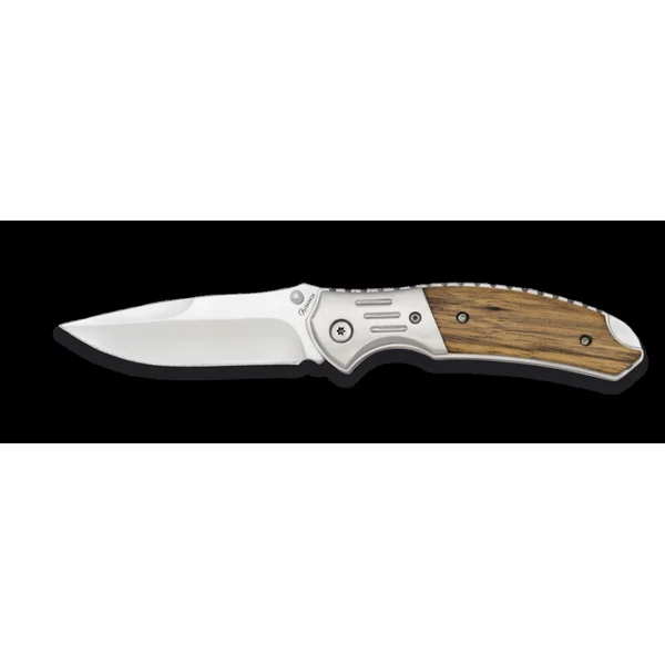 Couteau pliant de chasse moderne manche bois Zebrano et lame de 8.5cm