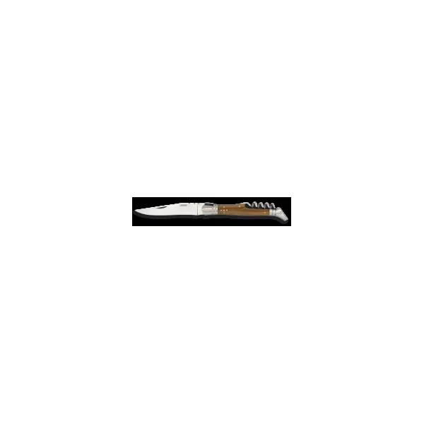 Couteau pliant Laguiole Tradition en bois d'Olivier lame 9.5cm avec tire-bouchon