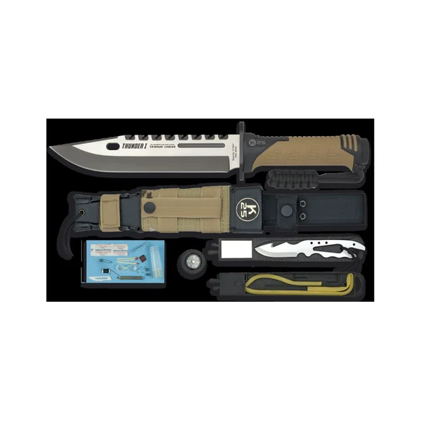 Couteau tactique de survie K25 Thunder I Camo Sable avec lame de 20cm