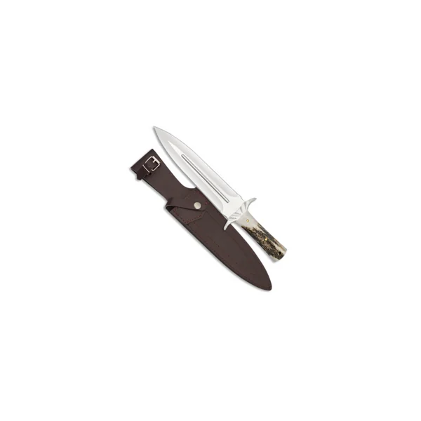 Dague de chasse manche corne de Cerf véritable et lame de 24cm