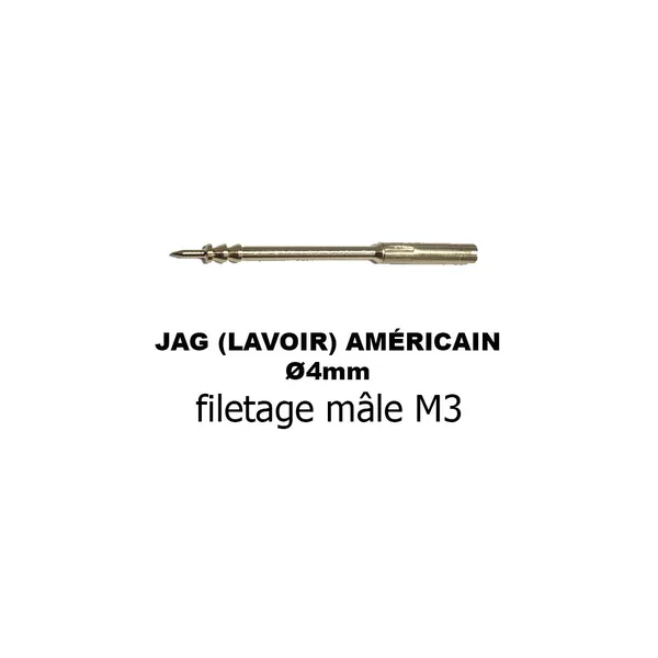 LAVOIR AMERICAIN JAG DE NETTOYAGE PETIT CALIBRE Ø4mm FEMELLE - 22LR - 17HMR - CARABINES A PLOMB...