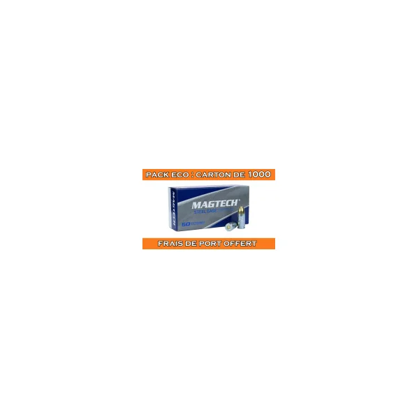 OFFRE ECO - CARTON DE 1000 CARTOUCHES MAGTECH CAL.9x19 / 9 PARABELLUM / 9 LUGER FMJ 124GRS ETUI ACIER - CATEGORIE B
