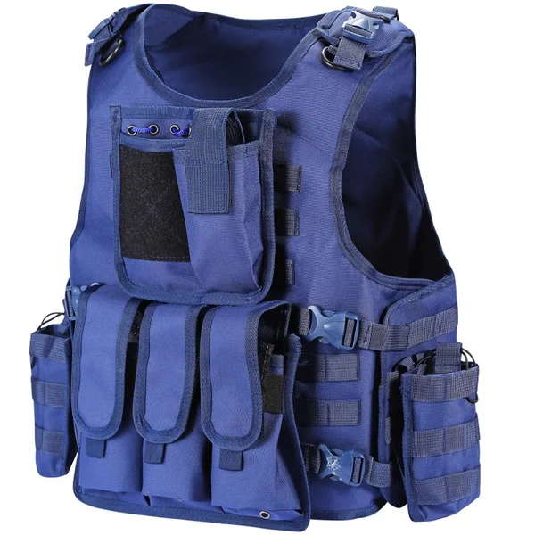 YAKEDA™ Veste Gilet Tactique avec poche molle pour pare balle Police Municipale (bleu)