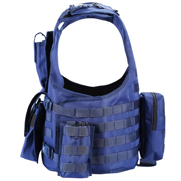 YAKEDA™ Veste Gilet Tactique avec poche molle pour pare balle Police Municipale (bleu)