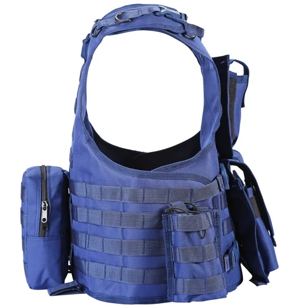 YAKEDA™ Veste Gilet Tactique avec poche molle pour pare balle Police Municipale (bleu)